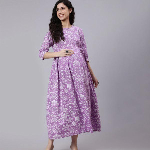 Lavender Maternity Empire Maxi Dress